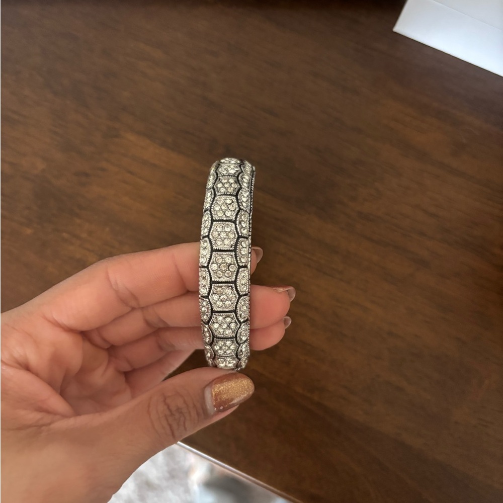 Silver Rhinestone Hexagon Pattern Bracelet - Picture 4 of 5